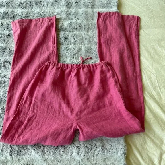 Desmond And Dempsey Pink Linen Pants - Picture 4 of 4